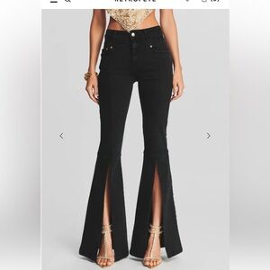 Retrofete Fresca jeans pants Black Denim flares bells stretch $325 NWT 29